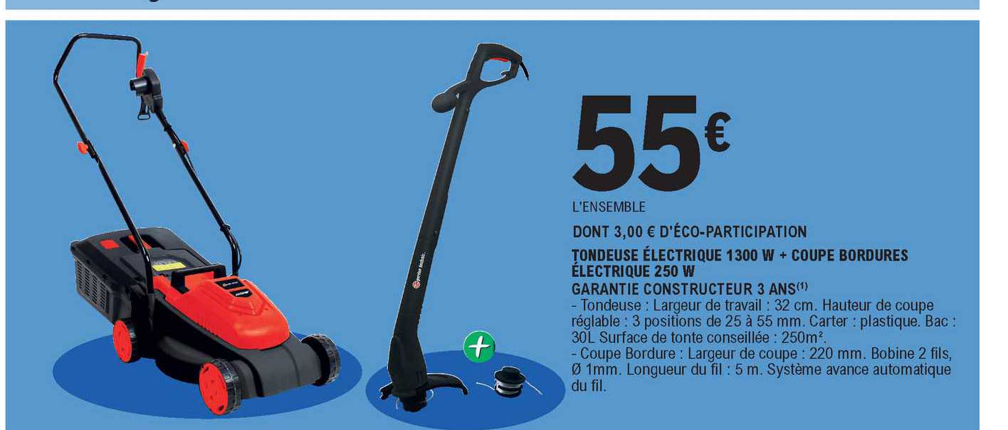 Tondeuse électrique 1300 W + Coupe Bordures électrique 250 W