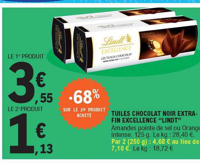 tuiles chocolat noir extra-fin excellence "lindt"