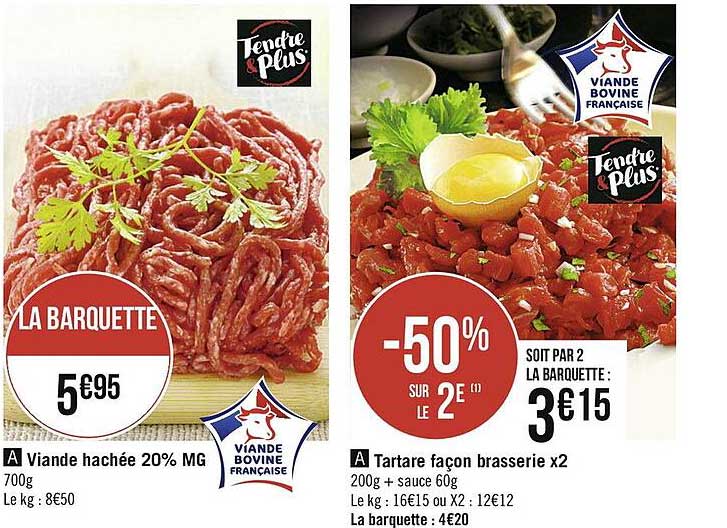 viande hachée 20% mg, tartare façon brasserie x2
