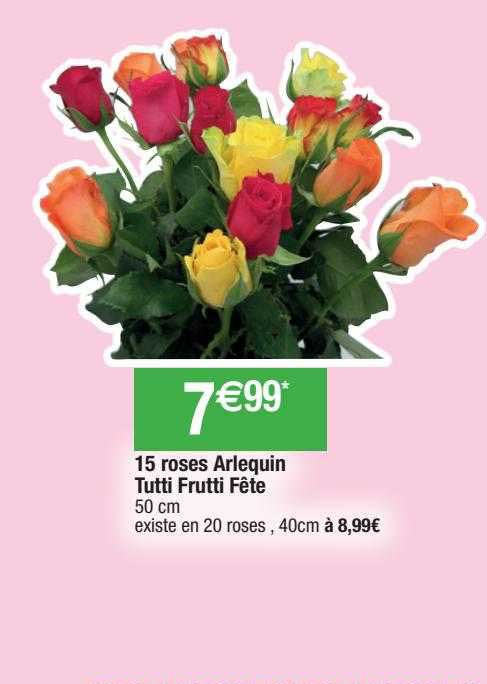 15 roses arlequin tutti frutti fête