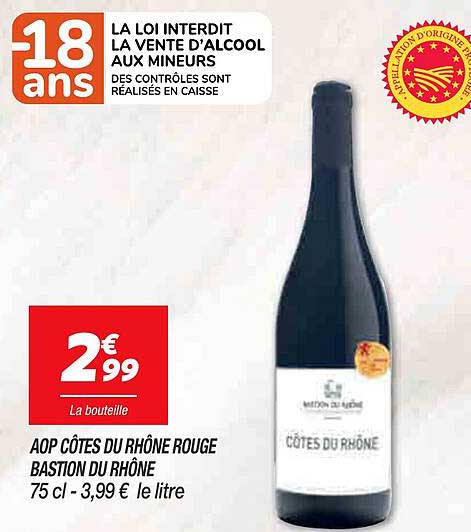aop côtes du rhône rouge bastion du rhône
