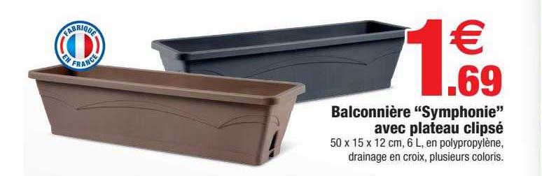 balconnière "symphonie" avec plateau clipsé