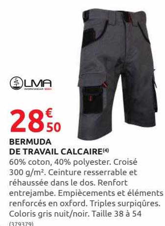 bermuda de travail calcaire lma