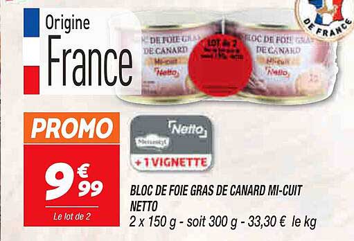 bloc de foie gras de canard mi-cuit netto