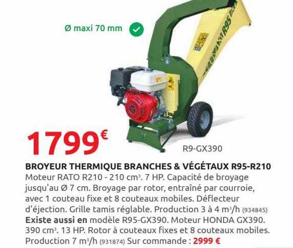 broyeur thermique branches & végétaux r95-r210