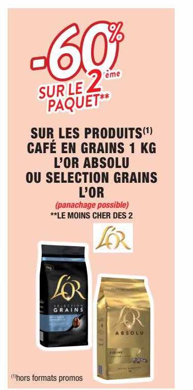 Café En Grain 1 Kg L'or Absolu Ou Sélection Grains L'or