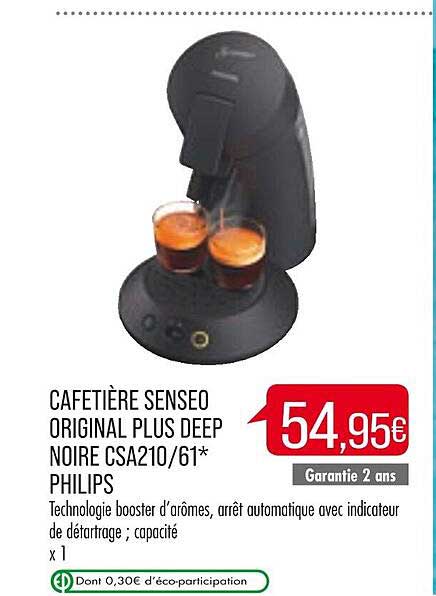 cafetière senseo original plus deep noire csa210-61 philips