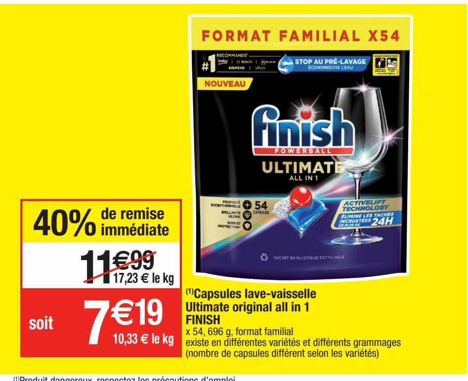 capsules lave-vaisselle ultimate original all in 1 finish