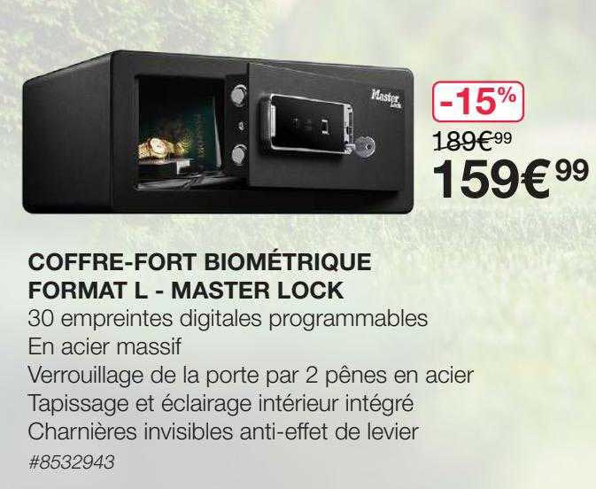 coffre-fort biométrique format l - master lock