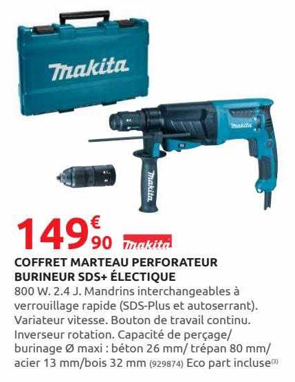 coffret marteau perforateur burineur sds+ électrique makita
