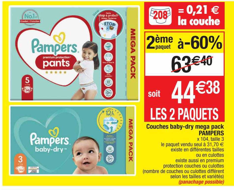 couches baby-dry mega pack pampers