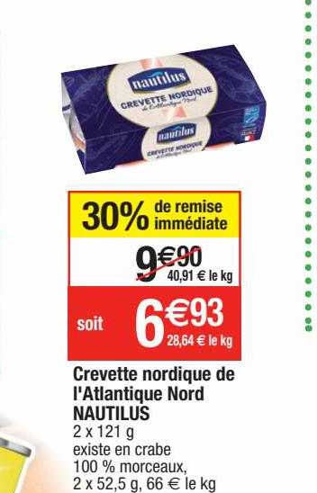 crevette nordique de l'atlantique nord nautilus