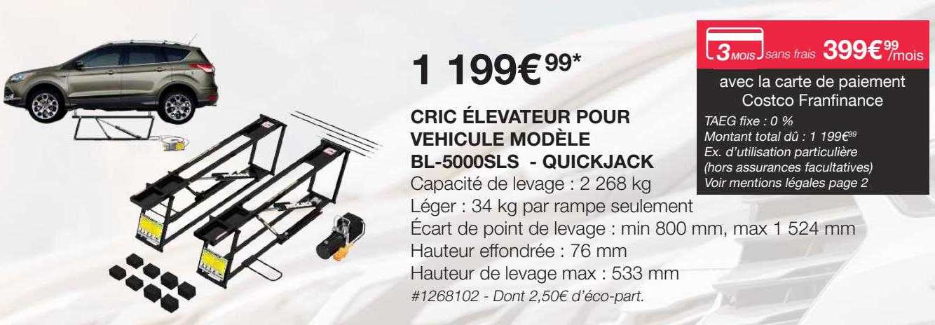 cric élévateur pour véhicule modèle bl-5000sls - quickjack