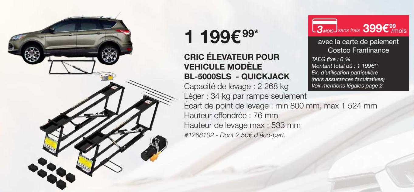 Cric élevateur Pour Véhicule Modèle Bl-5000sls - Quickjack