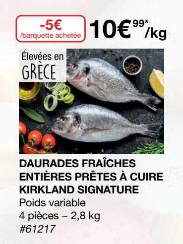Daurades Fraîches Entières Prêtes à Cuire Kirkland Signature