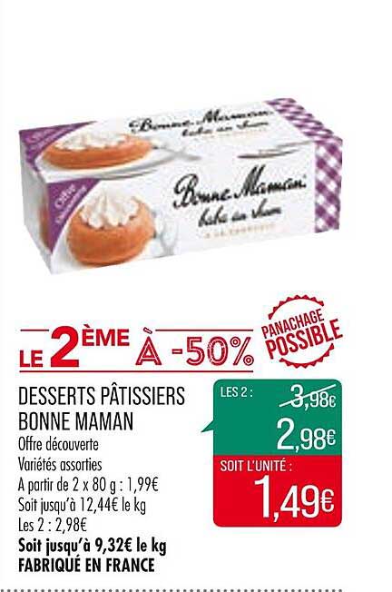 desserts pâtissiers bonne maman