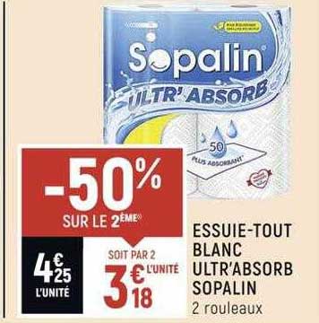 essuie-tout blanc ultr'absorb sopalin