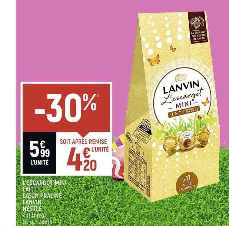 l'escargot mini lait cœur praliné lanvin nestlé
