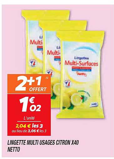 lingette multi usages citron x40 netto