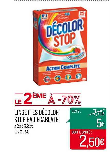 lingettes décolor stop eau écarlate
