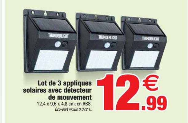 Lot De 3 Appliques Solaires Avec Détecteur De Mouvement