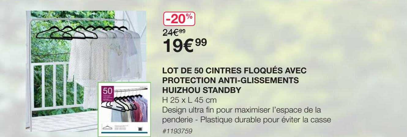 lot de 50 cintres floqués avec protection anti-glissements huizhou standby