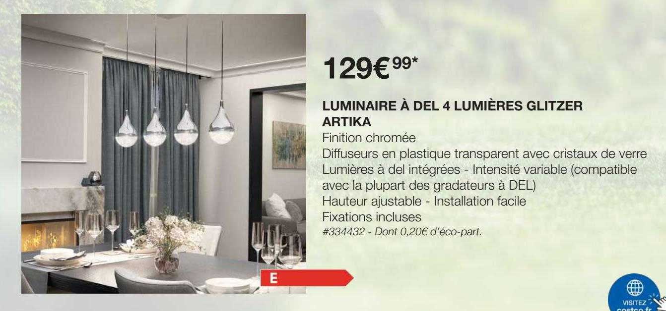 luminaire à del 4 lumières glitzer artika