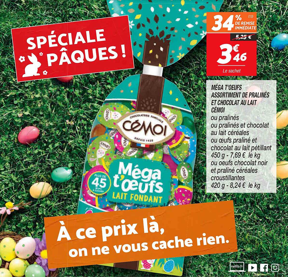Méga T'oeufs Assortiment De Pralinés Et Chocolat Au Lait Cémoi