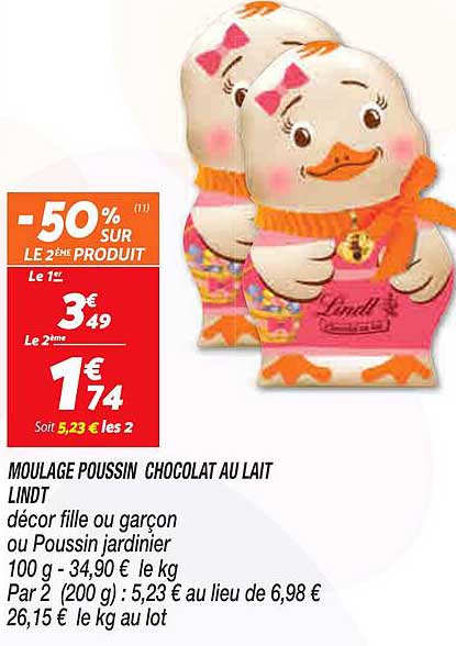 moulage poussin chocolat au lait lindt