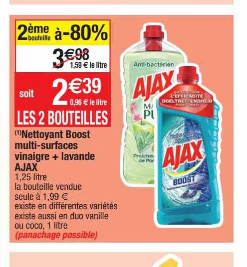 nettoyant boost multi-surfaces vinaigre + lavande ajax