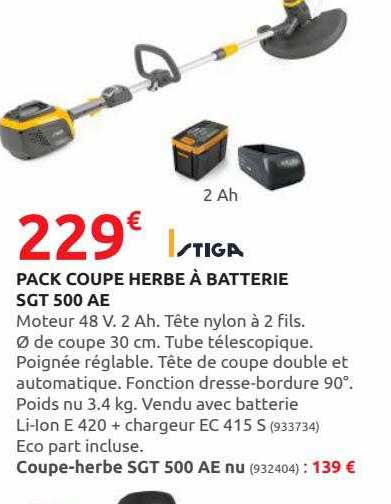 Pack Coupe Herbe à Batterie Sgt 500 Ae Stiga