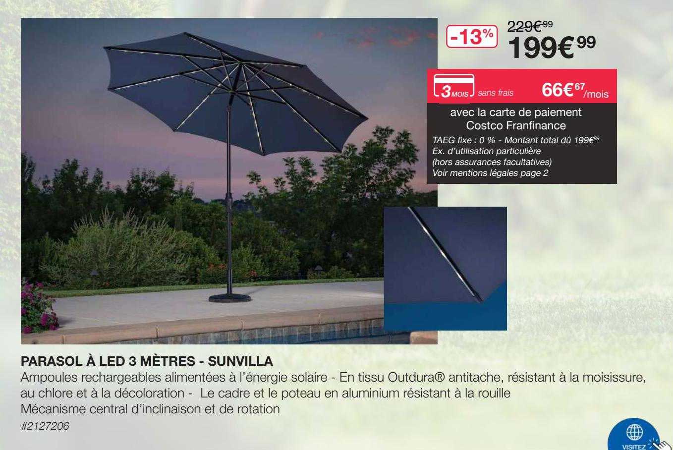 parasol à led 3 mètres - sunvilla