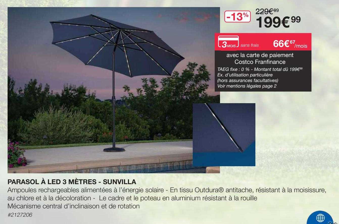 parasol à led 3 mètres - sunvilla