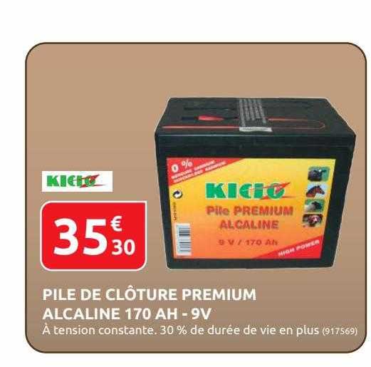 pile de clôture premium alcaline 170 ah - 9v