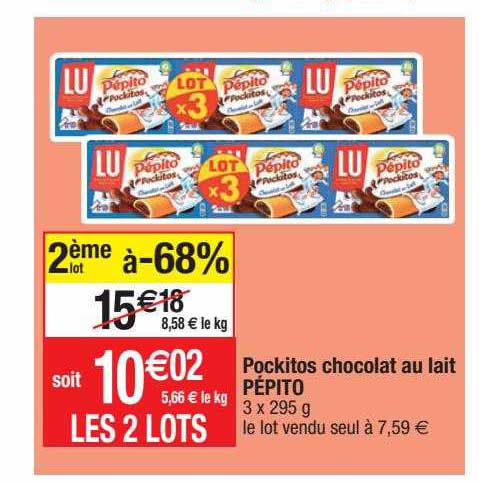pockitos chocolat au lait pépito
