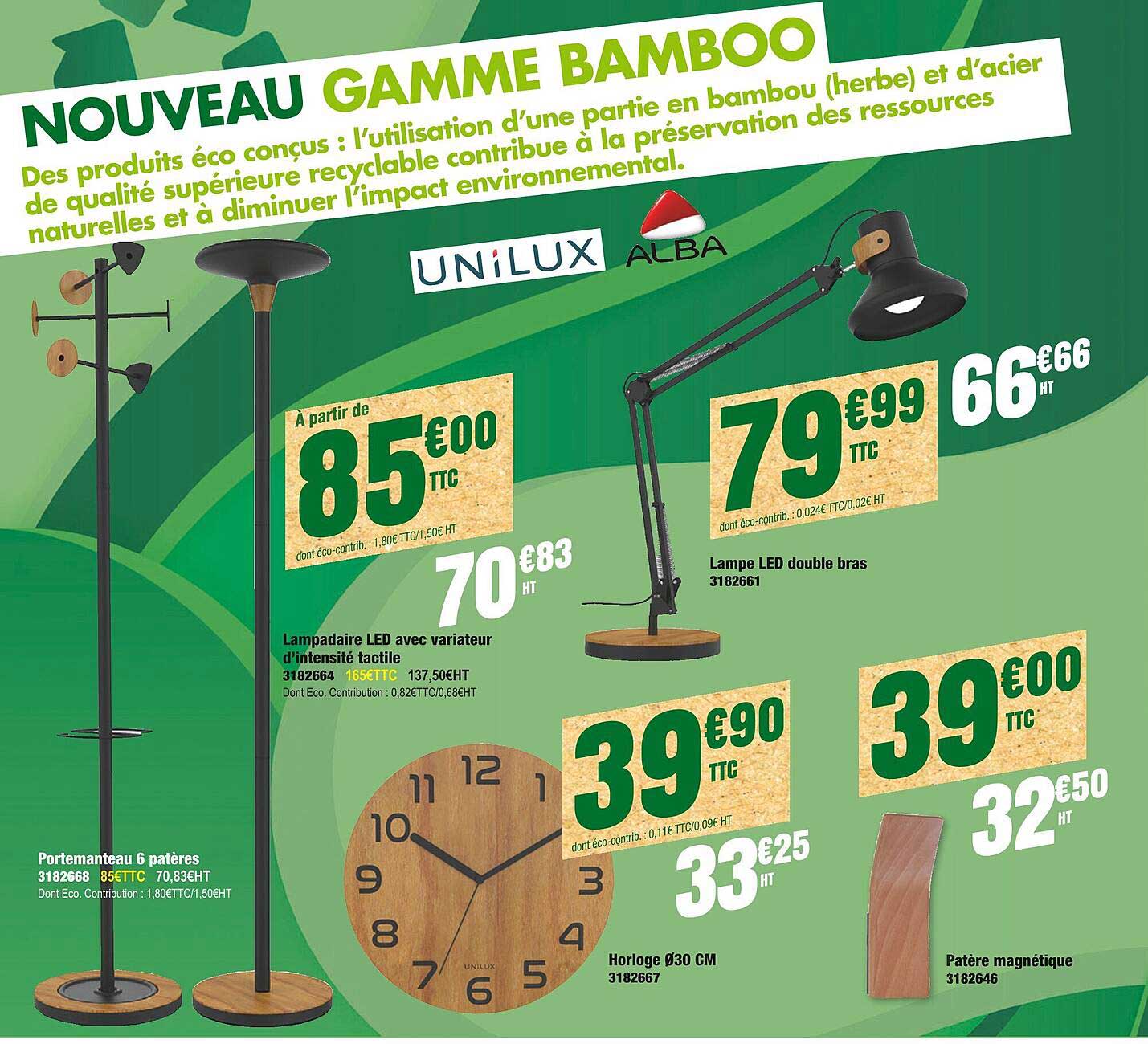 portemanteau 6 patères, lampadaire led avec variateur d'intensité tactile, horloge ø 30 cm, lampe led double bras, patère magnétique