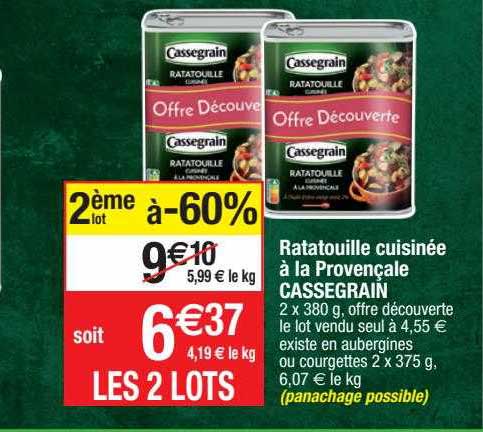 Ratatouille Cuisinée à La Provençale Cassegrain