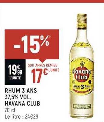 rhum 3 ans 37,5% vol. havana club