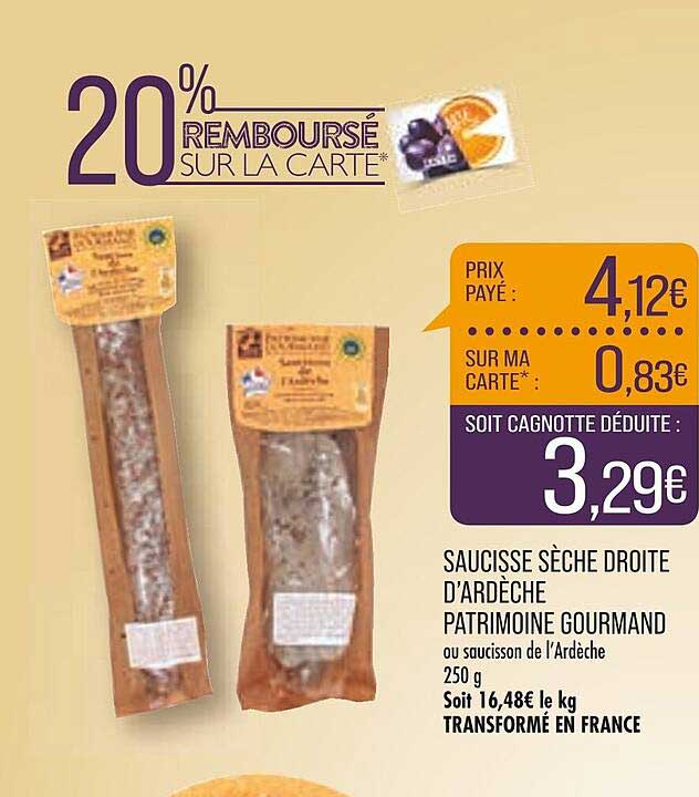 saucisse sèche droite d'ardèche patrimoine gourmand