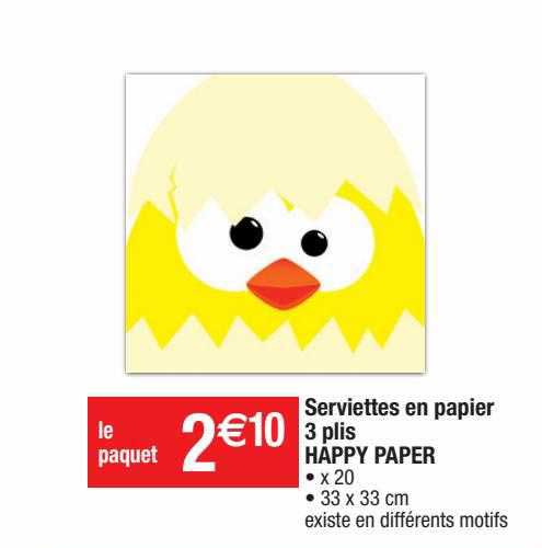 serviettes en papier 3 plis happy paper