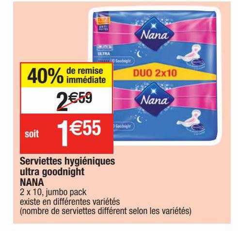 serviettes hygiéniques ultra goodnight nana