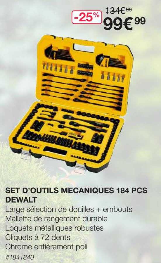 set d'outils mécaniques 184 pcs dewalt