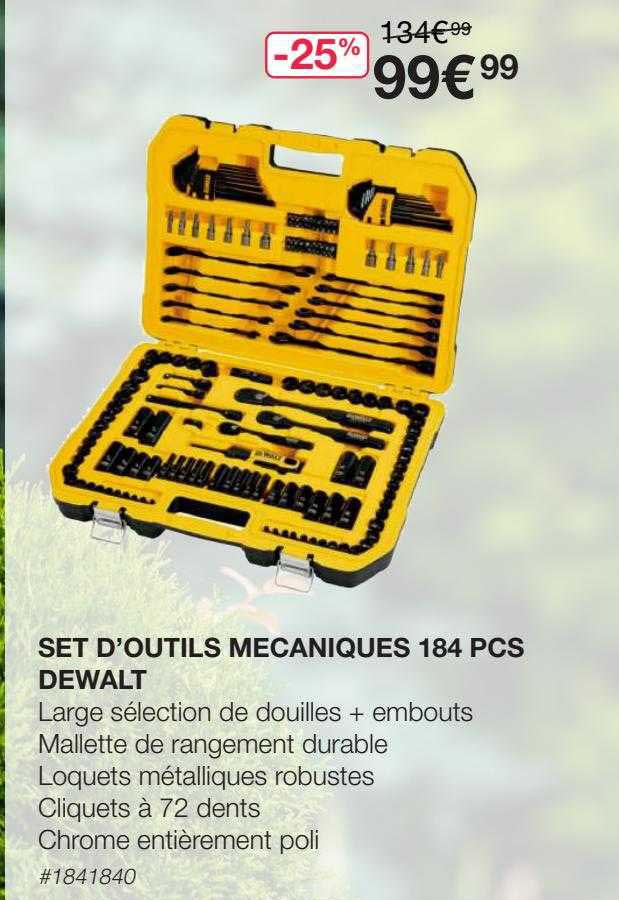 set d'outils mécaniques 184 pcs dewalt