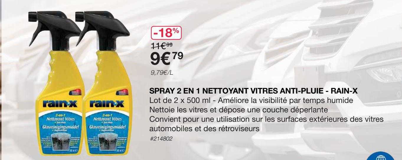 spray 2 en 1 nettoyant vitres anti-pluie - rain-x