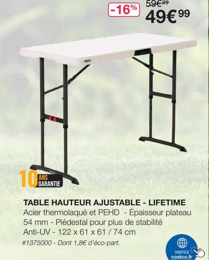 table hauteur ajustable - lifetime