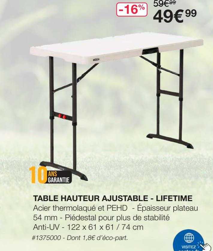 table hauteur ajustable - lifetime