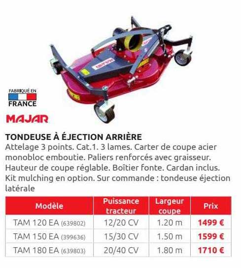 tondeuse à éjection arrière majar