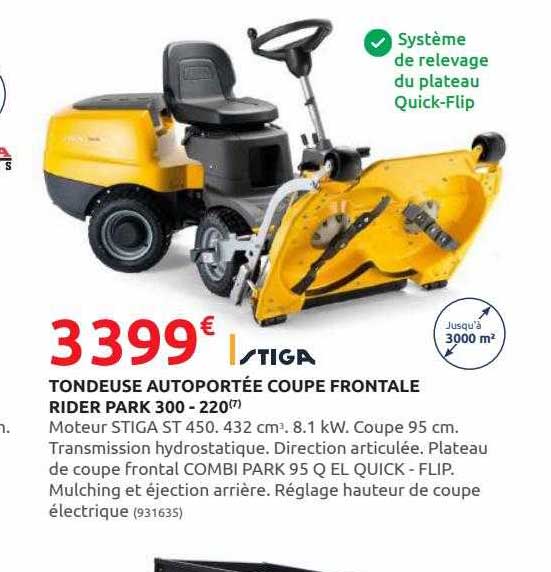 tondeuse autoportée coupe frontale rider park 300 - 220 stiga