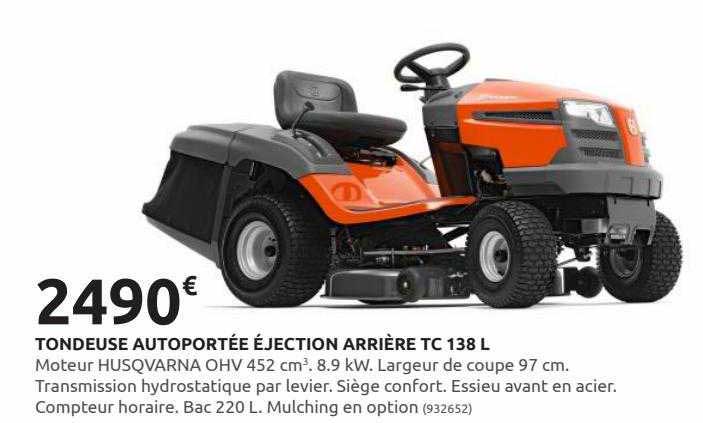 tondeuse autoportée éjection arrière tc 138 l
