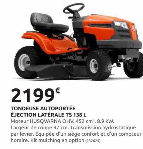 tondeuse autoportée éjection latérale ts 138 l